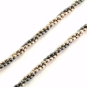 Vintage 24 Inch Two Tone Beaded Design Necklace Sterling 925 Silver Nc 1100