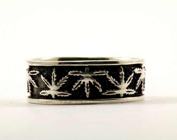 Size 14.5  Graduate Cannabist Band Ring 925 Sterling Silver RG 2205-E