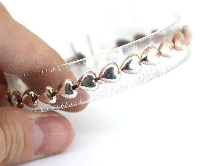 Vintage Heart Design Link Bracelet Sterling 925 Silver Bracelet BR 966