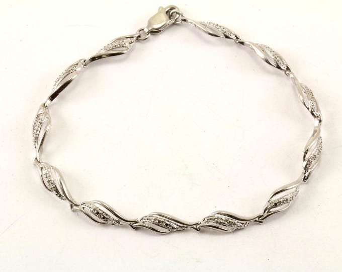 Vintage Twisted Design Tennis Bracelet 925 Sterling BR 2775