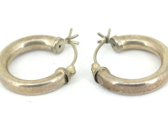 Vintage Shiny Hoop Earrings Sterling 925 ER 1065