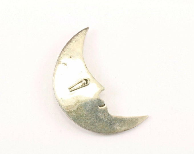 Vintage Large Moon Design Pin/brooch 925 Sterling Bb 705(123702070525)