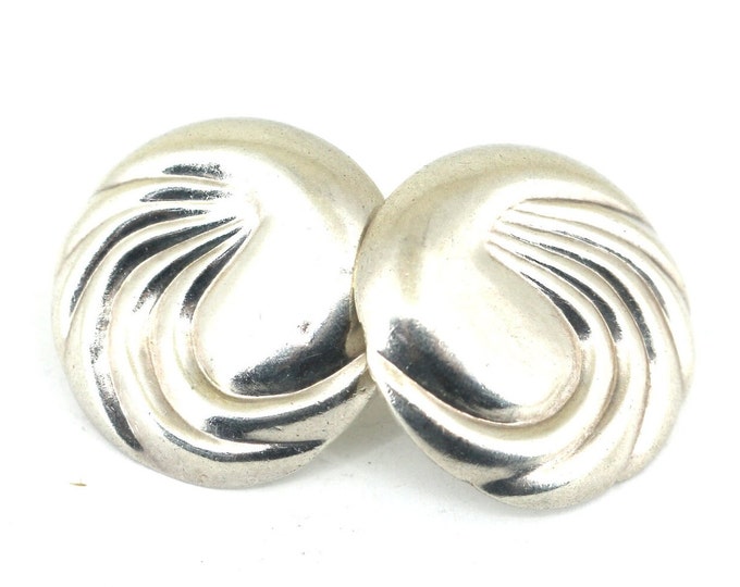Vintage ND Round Robbed Studs  Clip-on Style Earrings 925 Sterling Silver ER 892