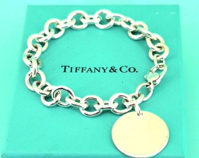 Authentic Tiffany & Co Round  Tag Chain Bracelet 925 Sterling BR 1814