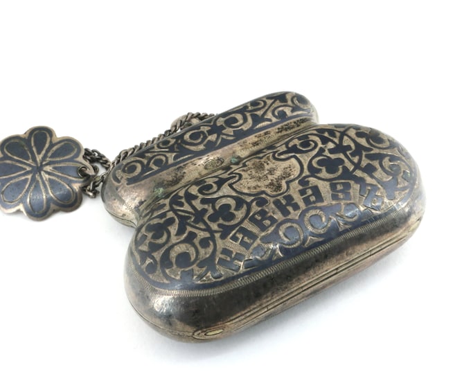 Antique Russian Sterling Silver Coin Purse Kavkaz 1908-1917  OT 062
