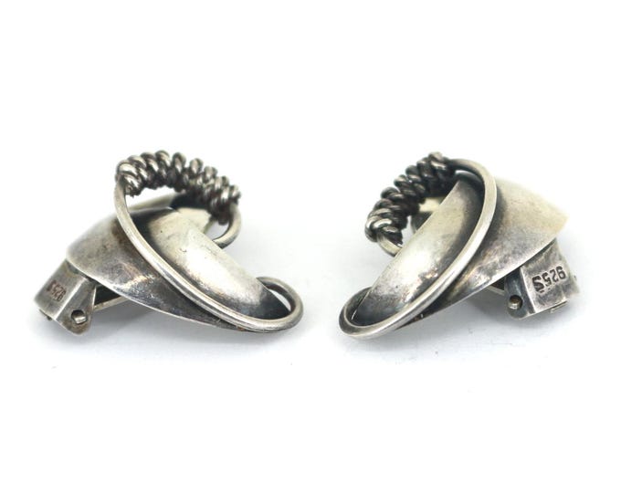 Vintage Filigree Scroll Clip On Hoop Earrings Sterling Silver ER 670