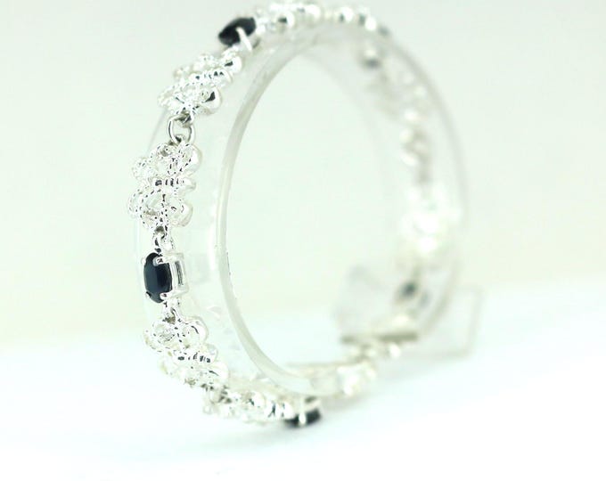 Vintage 7.25 Dark Blue Sapphire Imitation Butterfly Link Bracelet 925 Sterling Silver BR 3526