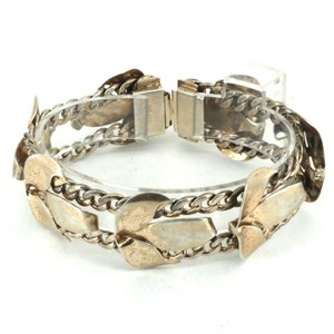 Vintage Floral Chain Bracelet Narier Pat Pend 925 Sterling Silver BR 728