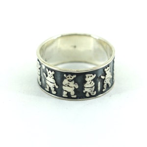 Vintage Size 11.5, 12.5 Bear Band Ring 925 Sterling Silver RG 1238