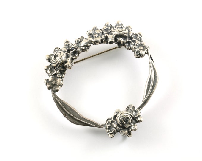 Vintage Beautiful Rose Flower 3D Design Pin/Brooch 925 Sterling BB 1768