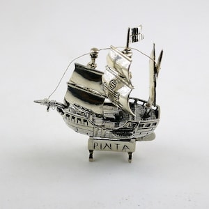 Vintage Pinta Kleines Sammlerstück Handelsschiff Boot Schiff Yacht Spielzeug 925 Sterling OT 340