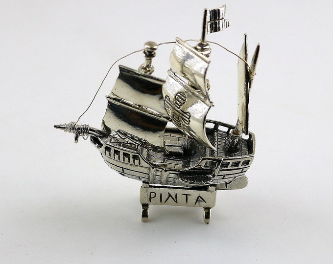 Vintage Pinta Small Collectible Trade Ship Boat Vessel Yacht Toy 925 Sterling OT 340