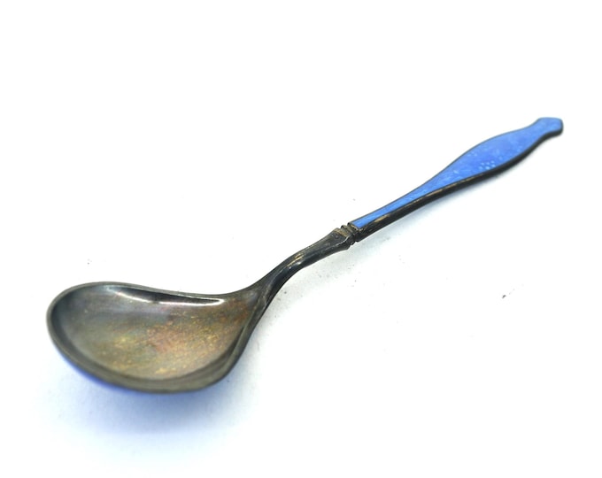 Vintage Norwegian David Anderson Blue Enamel Spoon Sterling 925 Silver Fw 94Q