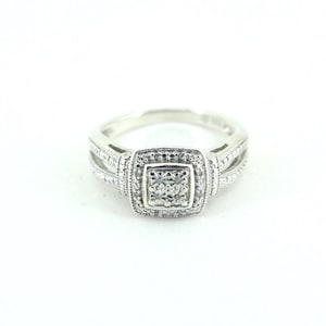 Vintage Size 6.5 Natural Diamonds Statement  Ring 925 Sterling Silver  RG 1471