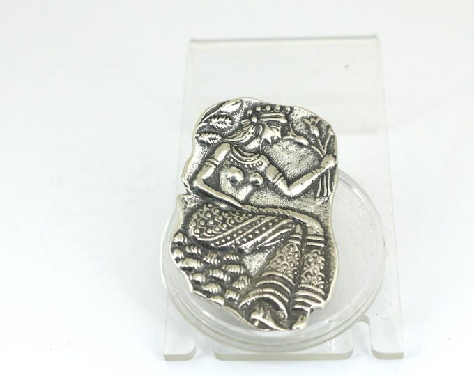 Vintage Egyptian Goddess Brooch Sterling Silver 925 BB 1608