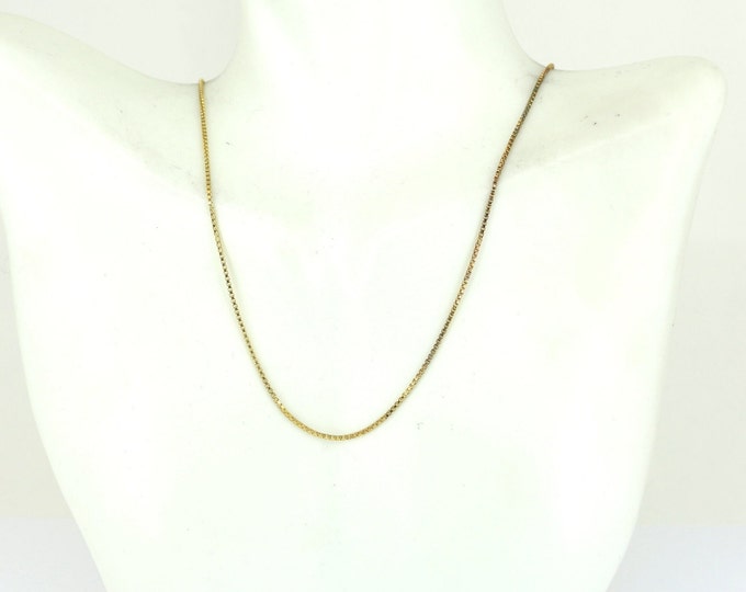 Vintage Box Style Chain Gold Plated  Necklace 925 Sterling Silver NC 761