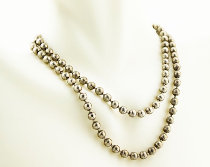 PREX Marked Italy Ball Chain Design  Vintage Elegant Necklace for Women 925 Sterling Silver NC 264Q