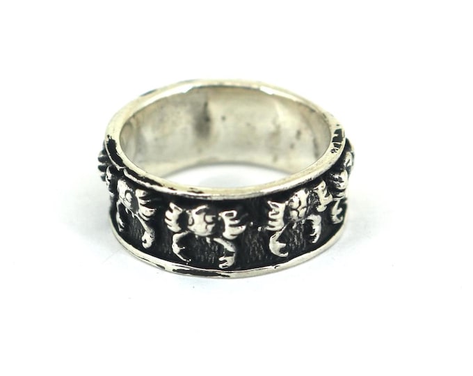 Vintage Scorpio Zodiac Sign Adjustable Design Band Ring 925 Sterling Silver Size 7.5 RG 2483