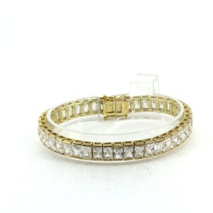 Vintage 7.5 Gold Plated Tennis Bracelet 925 Sterling Br 2690