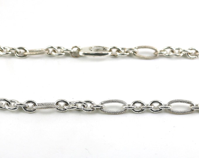 Vintage 20 Inch Italy Shiny Rolo Figaro Design Chain Necklace 925 Sterling NC 1786