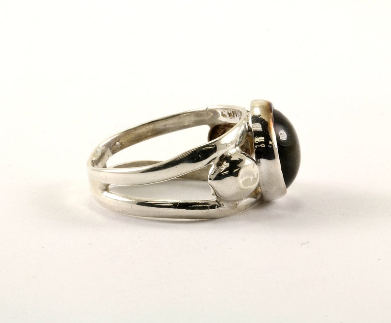 Vintage Round Shape Onyx Ring 925 Sterling RG 2467
