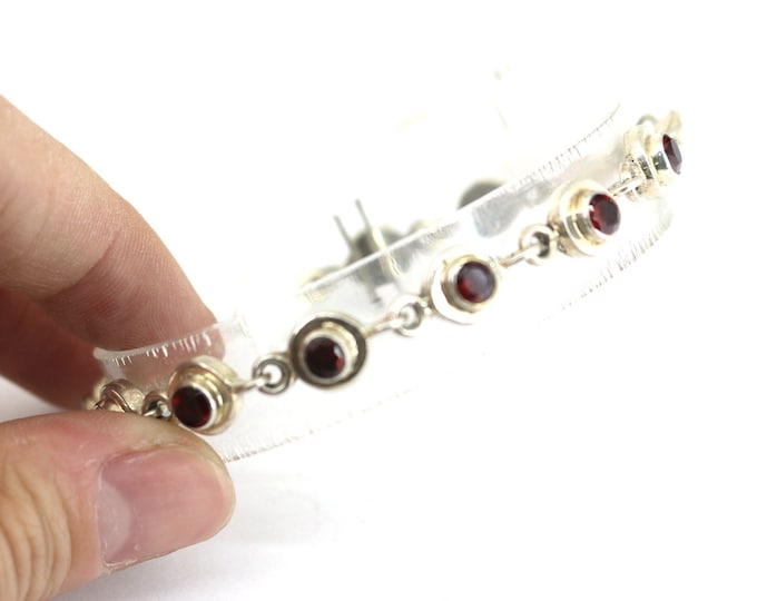 Vintage Red Round Shiny CZ Crystals Design Tennis Bracelet for Women 925 Sterling Silver BR 793