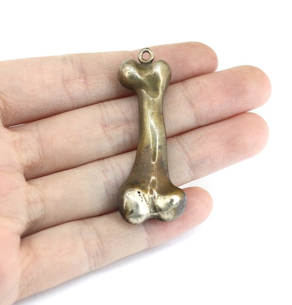 Vintage Antique Dog Bone Charm Pendant 925 Sterli… - image 3