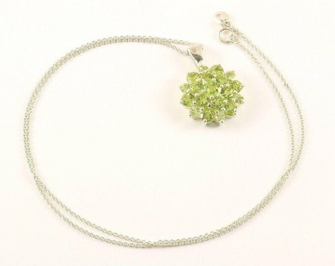 Vintage Green Crystal Cz Flower Shape Necklace 925 Sterling Nc 1522(273796571200)