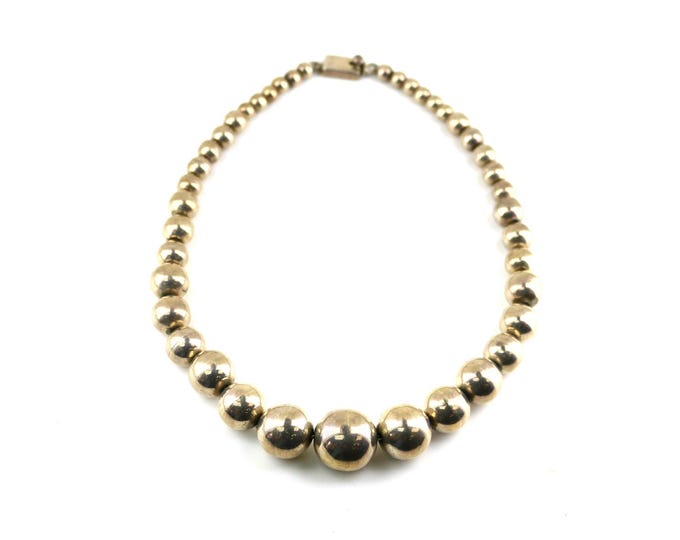 Vintage 16 Inch Gradual Beads Beaded Chain Necklace 925 Sterling Silver Nc 743