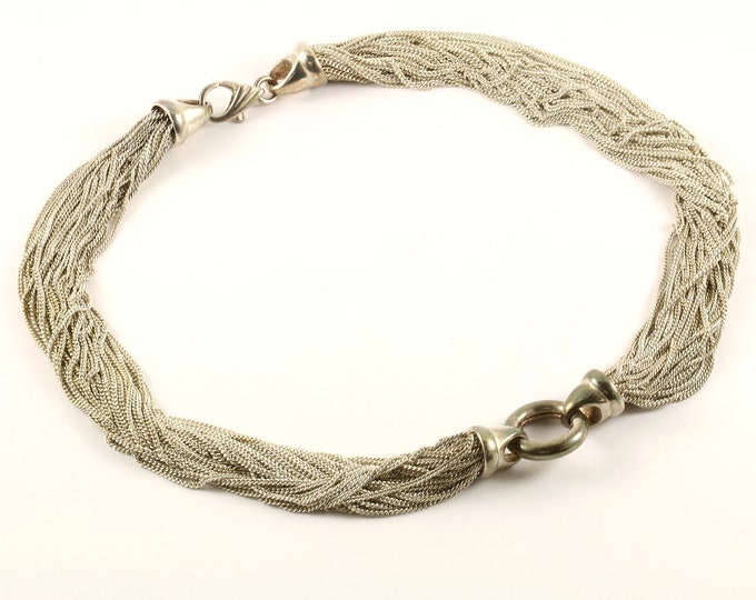 Vintage Beautiful Multi Chain Link Chain Necklace  15.5 in Sterling 925 Silver Necklace NC 1320