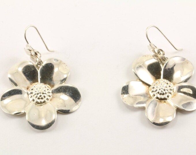 Vintage Flower Dangle Earrings 925 Sterling ER 11-E