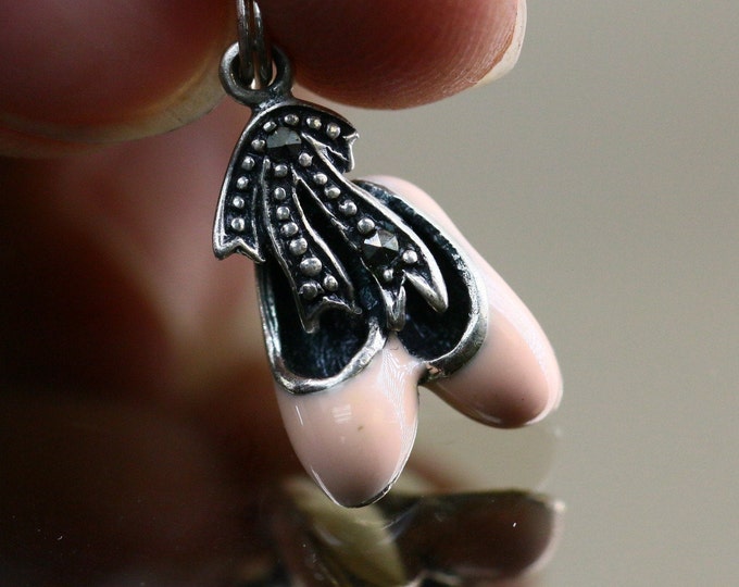 Vintage Ballet Ballerina Shoes Small Tiny Thailand Designed Charm Sterling 925 CH 501