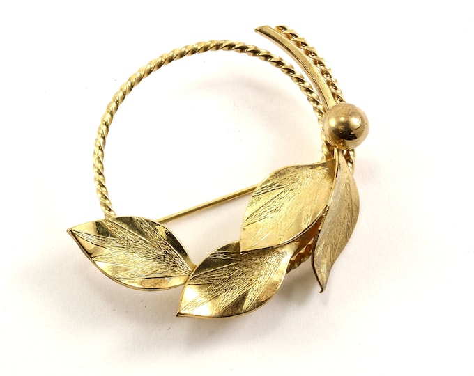 Vintage Bond Boyd Leaf Design Gold Tone Pin/Brooch 925 Sterling BB 259-E