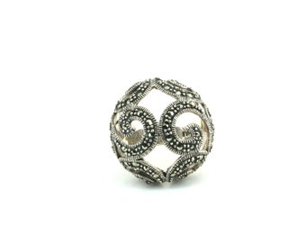 Vintage Size 6, 6.5  Marcasite Ball Shape Ring 925 Sterling Silver Ring |  RG 2060