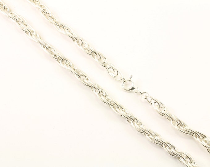 Vintage 17 Inch Rope Twisted Design Chain Necklace 925 Sterling Silver NC 984