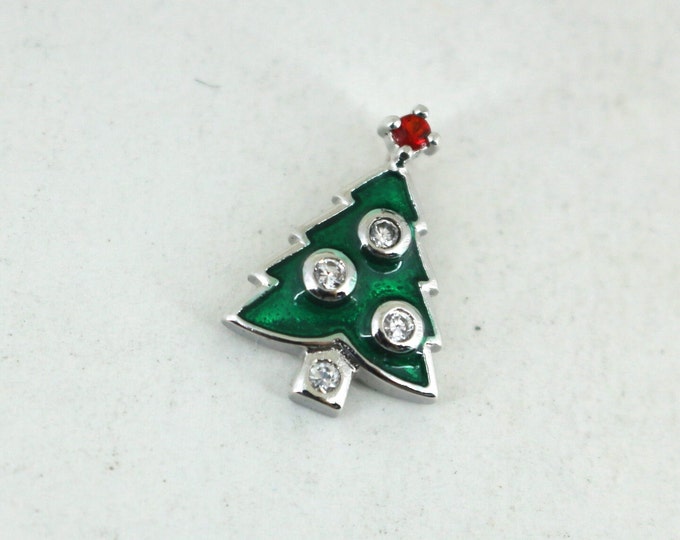 Vintage Small Christmas Tree Design Pendant 925 Sterling Pd 2958