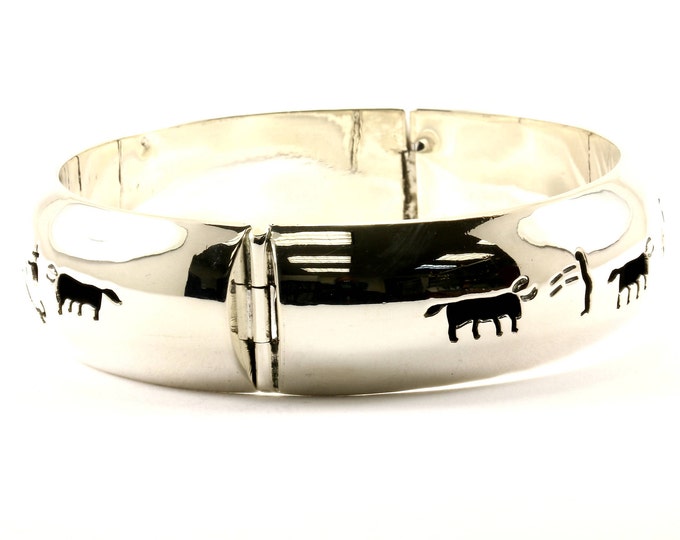 Vintage Cowboy Design Bangle Bracelet 925 Sterling Silver BR 2172