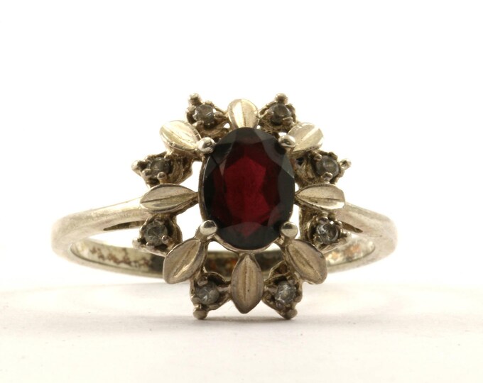 Vintage Size 10.25 Women's Flower Shape Crystal Ring 925 Sterling Silver Rg 1019-e
