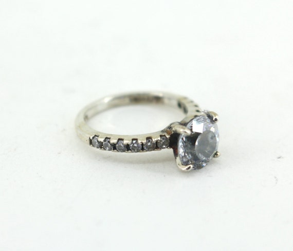 Vintage Size 6 Crystal CZ Engagement Ring 925 Ste… - image 3