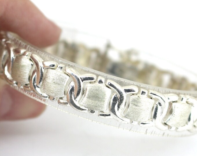 Vintage FAS Flat Byzantine Line Design Chain Link Bracelet 925 Sterling Silver BR 842