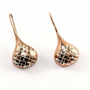 Vintage  Earrings Thai Rose Gold Design Teardrop Earrings Sterling 925 Silver Earrings  Er 711