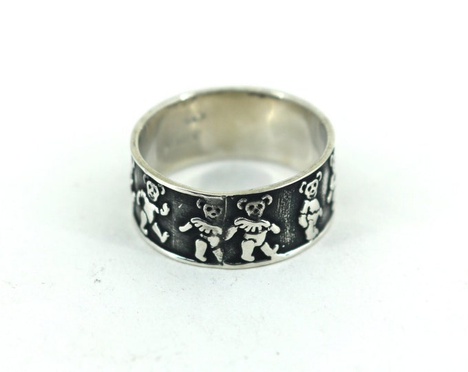 Vintage Size 11.5 Bear Band Ring 925 Sterling Silver RG 1204