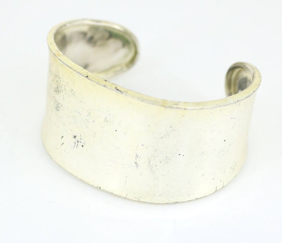 Vintage Wide Shiny Plain Simple Scroll Cuff Brace… - image 5