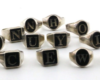 Vintage Initial Letter  Ring 925 Sterling Silver RG 614