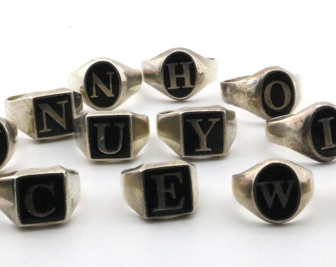 Vintage Initial Letter  Ring 925 Sterling Silver RG 614