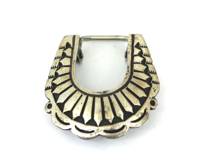 Vintage Kenneth Bill Navajo Belt Buckle Sterling Silver OT 077