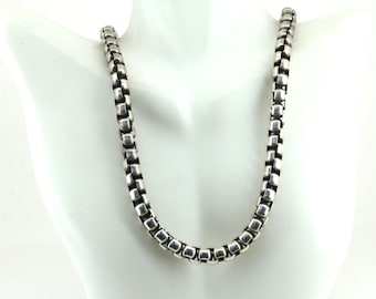 Vintage Men Thick  Box Chain Necklace 925 Sterling NC 1663