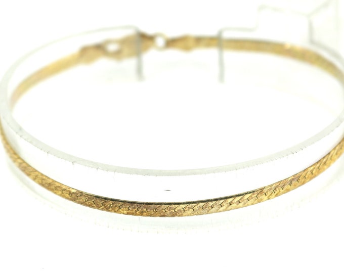 Vintage Italy Thin Flat Sparkle Gold Plated Snake  Bracelet 925 Sterling BR 2622
