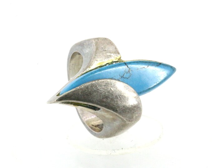 Vintage Size 6.75 Turquoise Stone Design Ring | Sterling 925 Silver Ring RG 487