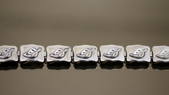Vintage Leaf Design Rectangle Bars Link Bracelet … - image 4